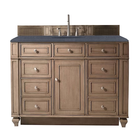 James Martin Vanities Bristol 48in Single Vanity, Whitewashed Walnut w/ 3 CM Charcoal Soapstone Quartz Top 157-V48-WW-3CSP